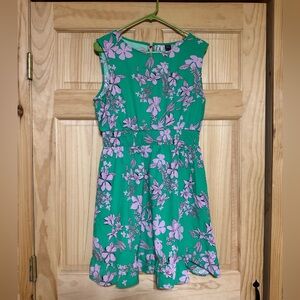 Floral Green and Purple Kids Dress